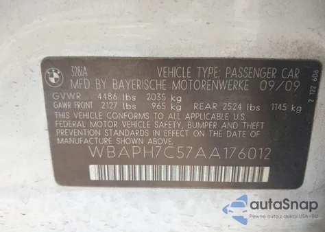 2010 BMW 328I from USA, damaged, VIN WBAPH7C57AA176012